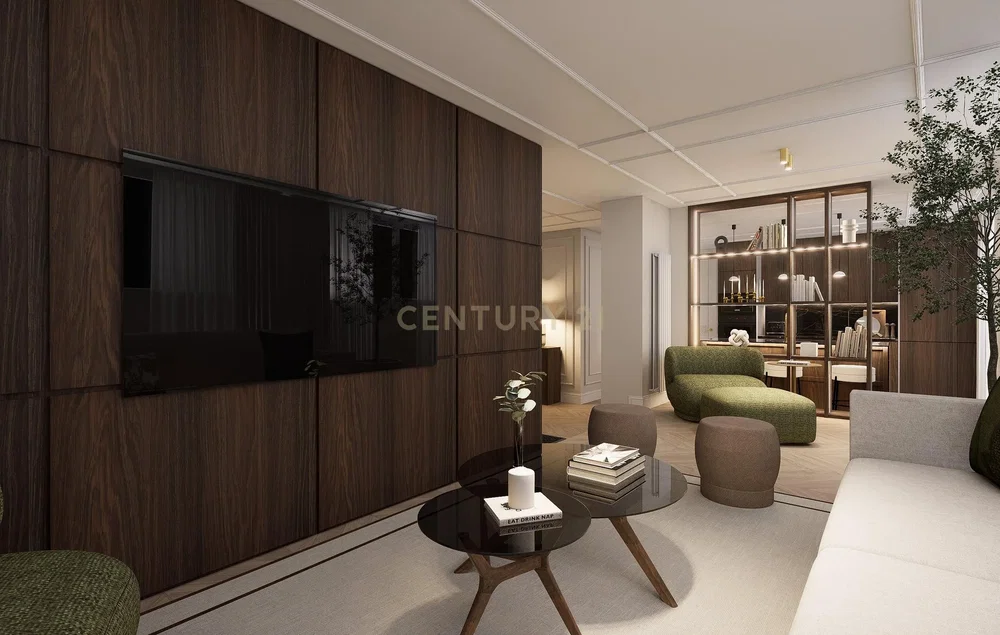 Soggiorno; stile moderno, pavimento in legno, luce naturale