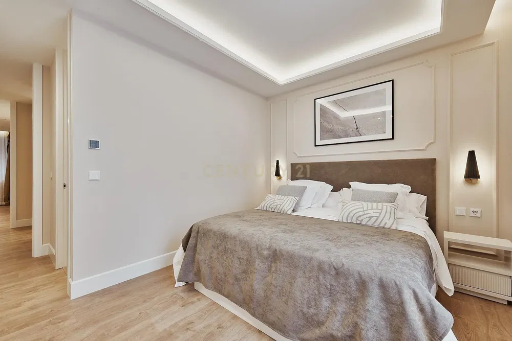 Bedroom; natural light, modern style, wood floor, renovated