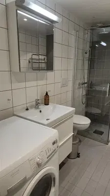 Badezimmer; fliesenboden, tageslicht, renoviert