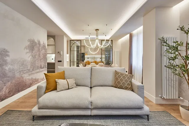 Living room; natural light, modern style, renovated