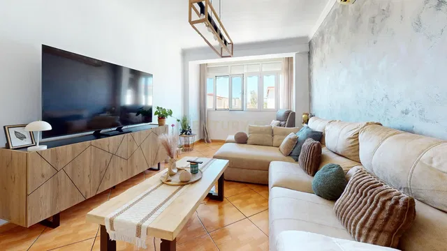 Living room; natural light, modern style, tile floor