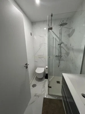 Купатило; плочице, реновиран, природно светло, модерни стил