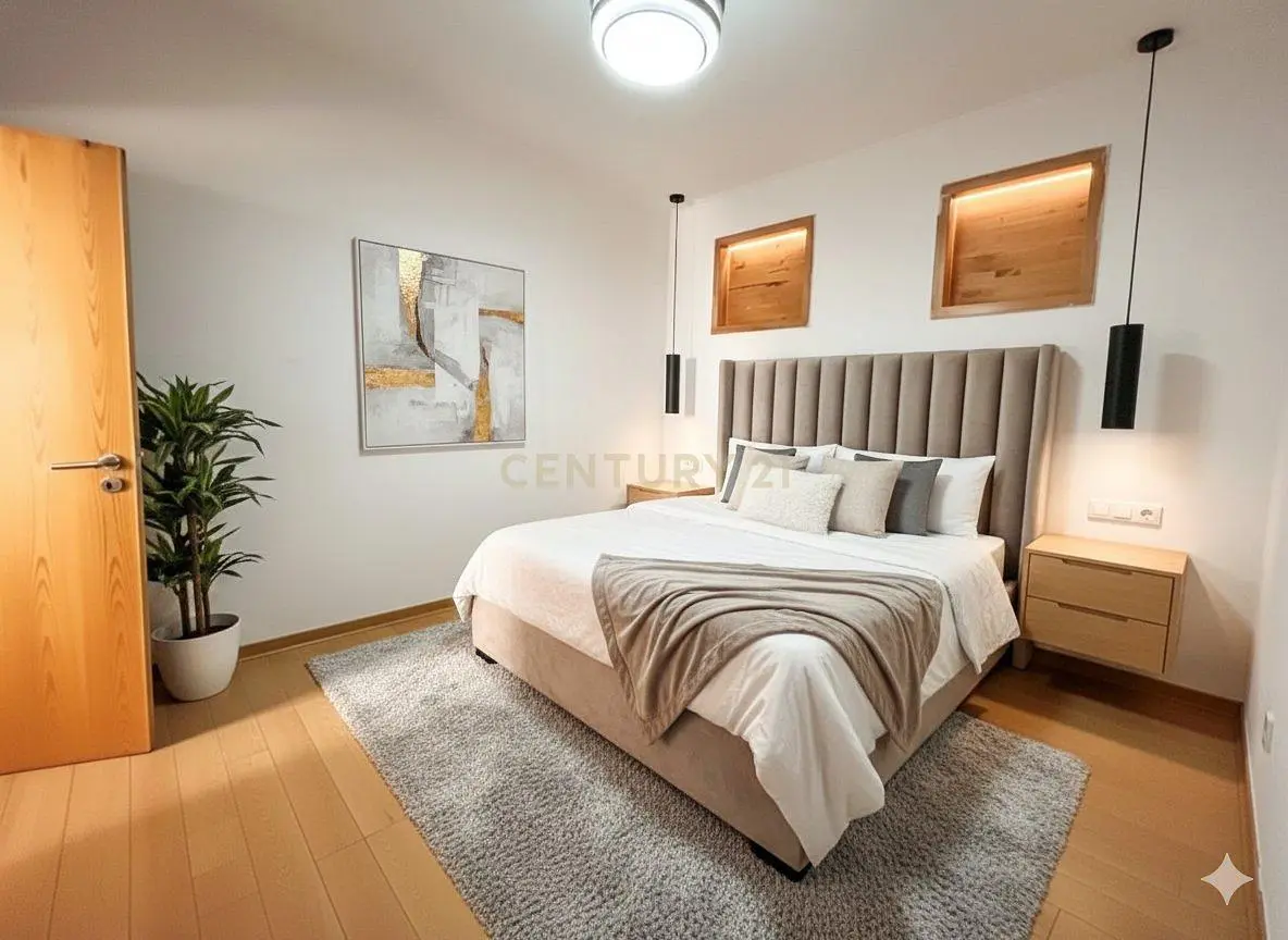 Chambre; parquet, lumière naturelle, style moderne