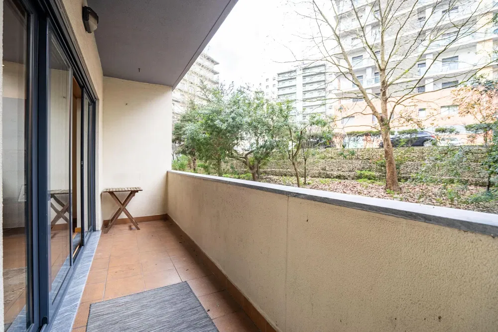 Balkon; blick, fliesenboden