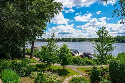 House and surroundings; view