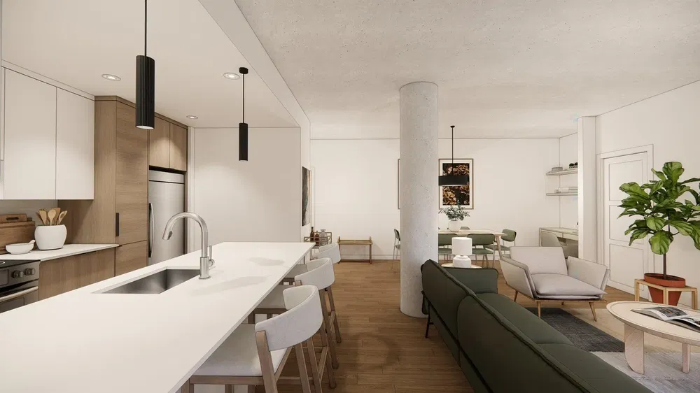 Salon; électroménager, lumière naturelle, style moderne, parquet