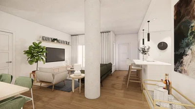 Salon; lumière naturelle, style moderne, parquet