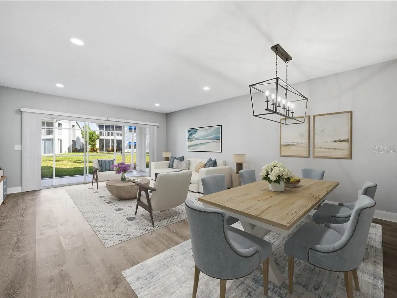 Salon; vue, parquet, lumière naturelle, style moderne