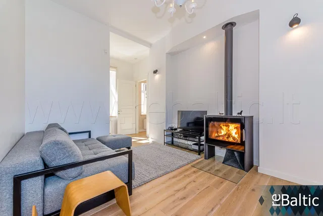 Дневна соба; камин, природно светло, дрвени под