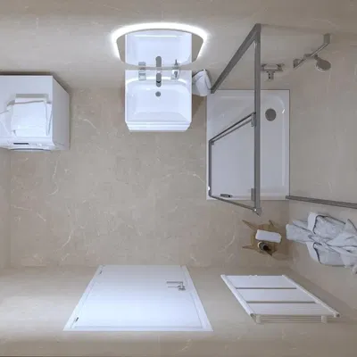 Banyo; fayans zemin, doğal ışık, tadilatlı