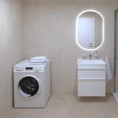 Banyo; fayans zemin, tadilatlı, doğal ışık