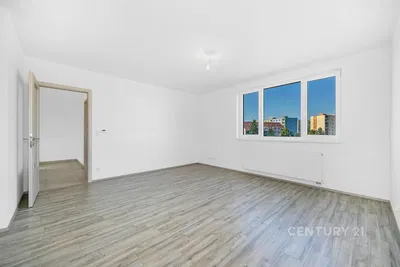 Living room; view, tile floor, natural light, renovated