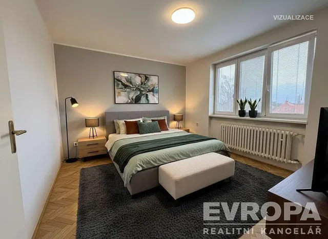 Slaapkamer; houten vloer, natuurlijk licht, moderne stijl