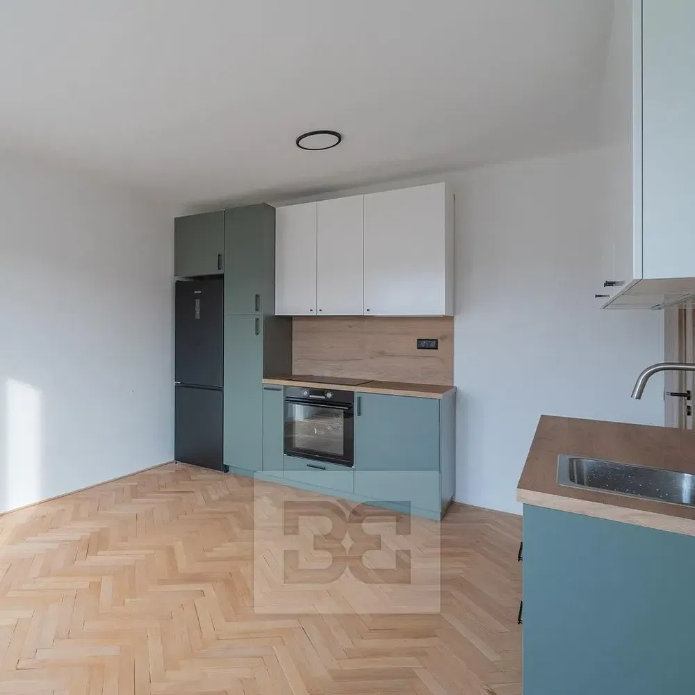 Kitchen; kitchen appliances, renovated, wood floor, natural light