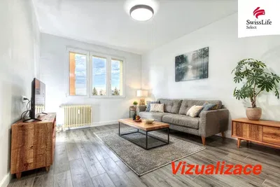 Woonkamer; uitzicht, houten vloer, natuurlijk licht, moderne stijl