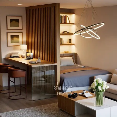 Спалня; модерен стил, естествена светлина, дървен под