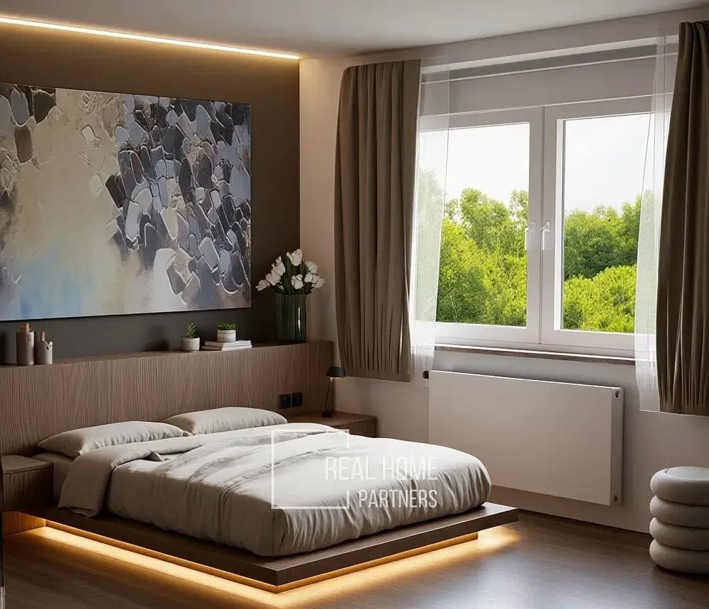 Спалня; естествена светлина, модерен стил