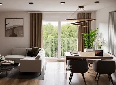 Хол; гледка, естествена светлина, модерен стил, дървен под