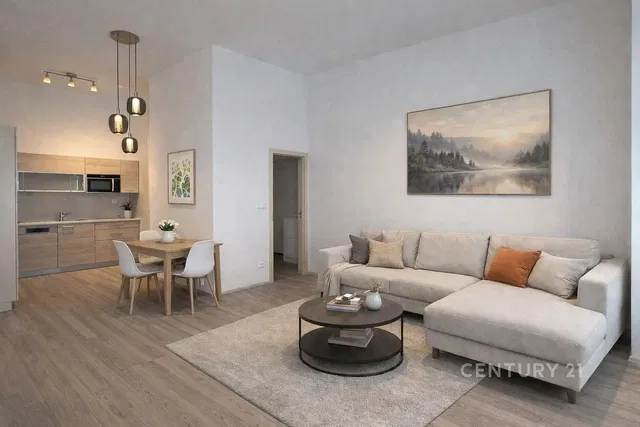 Wohnzimmer; moderner stil, holzboden, tageslicht, küchengeräte