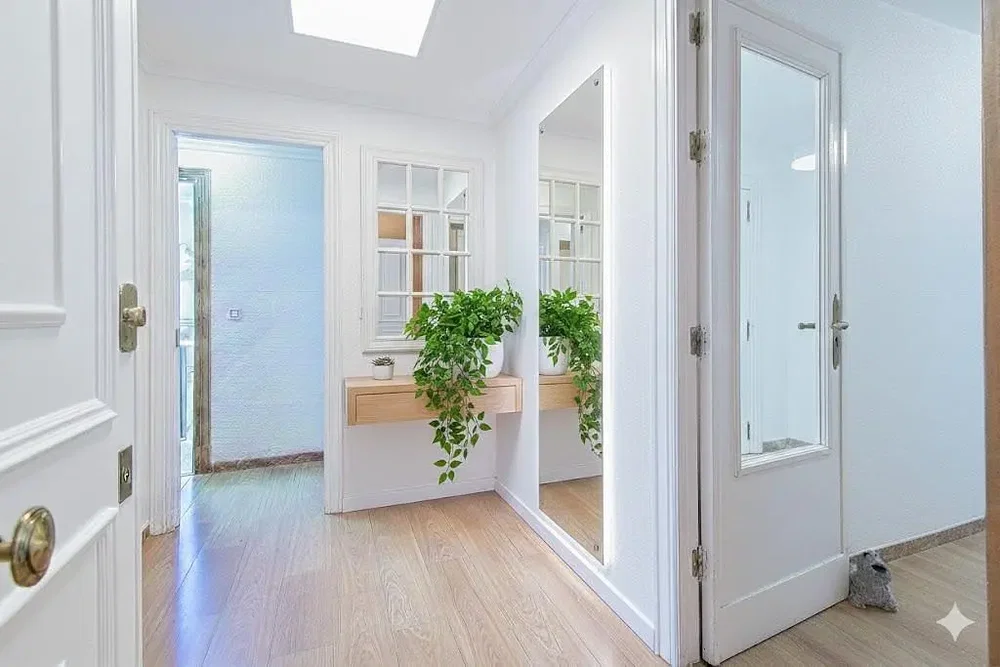 Garderoba; drveni pod, prirodno svjetlo