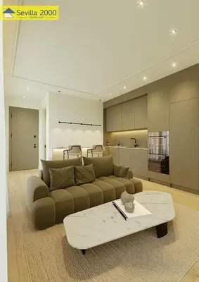 Oturma odası; modern stil, ahşap zemin, doğal ışık, mutfak aletleri