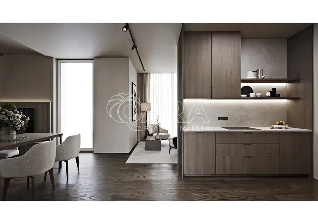 Cucina; pavimento in legno, luce naturale, stile moderno