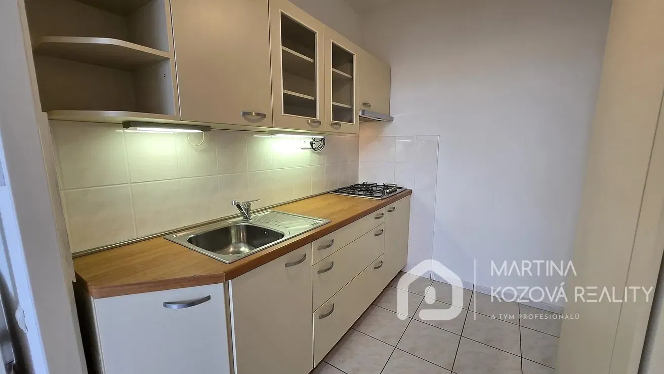 Kuchyňa; kuchynské spotrebiče, dlažba, po rekonštrukcii, prirodzené svetlo, moderný štýl