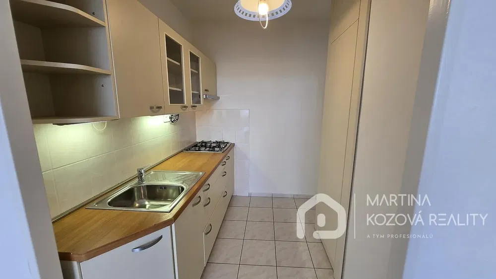 Kuchyňa; kuchynské spotrebiče, dlažba, po rekonštrukcii, prirodzené svetlo, moderný štýl