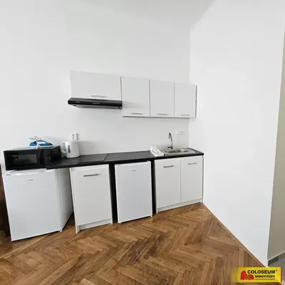 Cuisine; électroménager, parquet, lumière naturelle