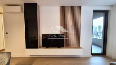 Salon; vue, parquet, lumière naturelle, style moderne