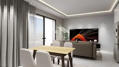 Obývačka; výhľad, prirodzené svetlo, moderný štýl