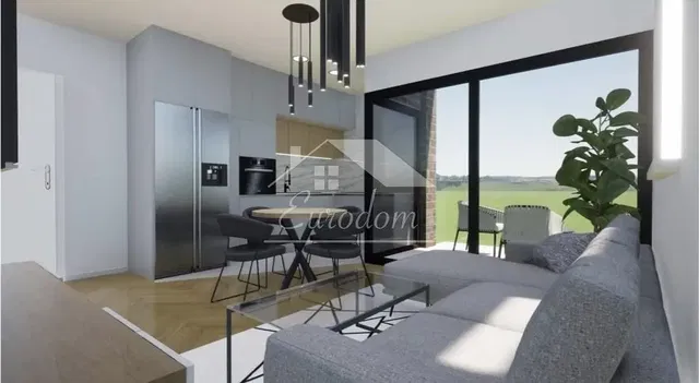 Dnevni boravak; pogled, kućanski aparati, prirodna svjetlost, moderan stil