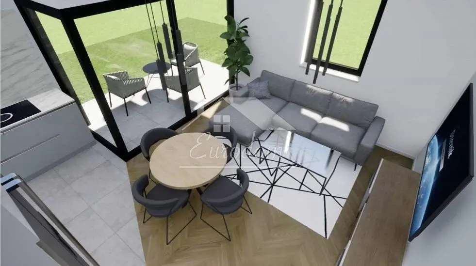 Dnevni boravak; pogled, prirodna svjetlost, moderan stil