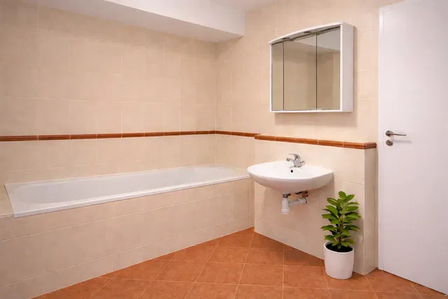 Badezimmer; fliesenboden, tageslicht, renoviert