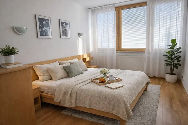 Chambre; lumière naturelle, style moderne