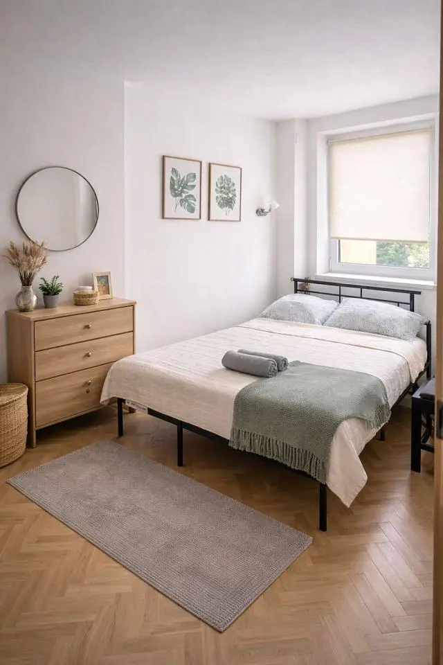 Chambre; lumière naturelle, style moderne, parquet