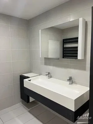 Salle de bain; carrelage, rénové, lumière naturelle, style moderne