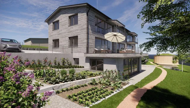 Casa e arredores; vista