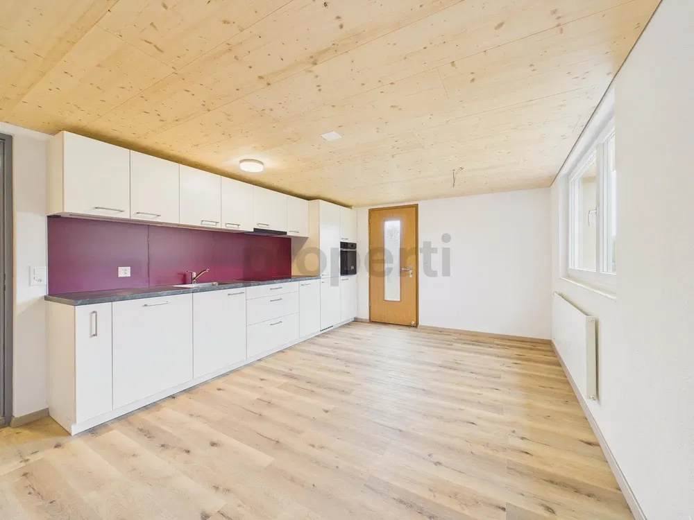 Küche; holzboden, tageslicht, renoviert