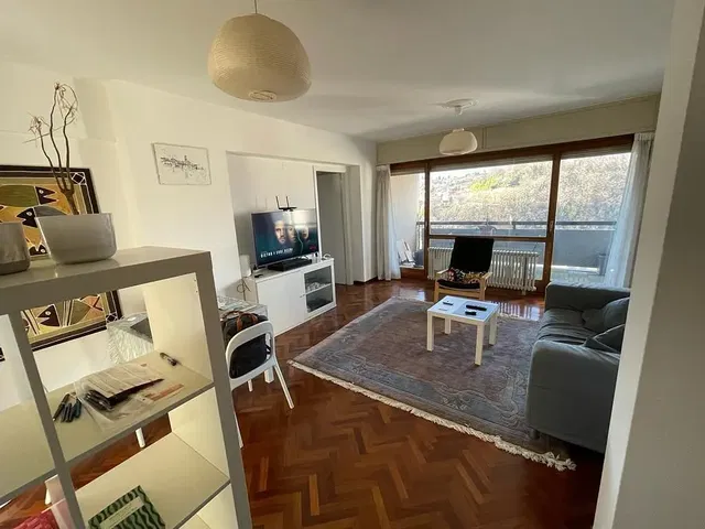 Sala de estar; vista, chão de madeira, luz natural