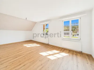 Schlafzimmer; blick, holzboden, tageslicht