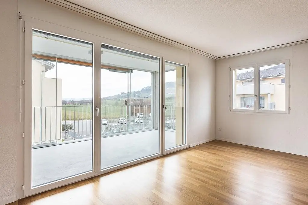 Salon; vue, parquet, lumière naturelle