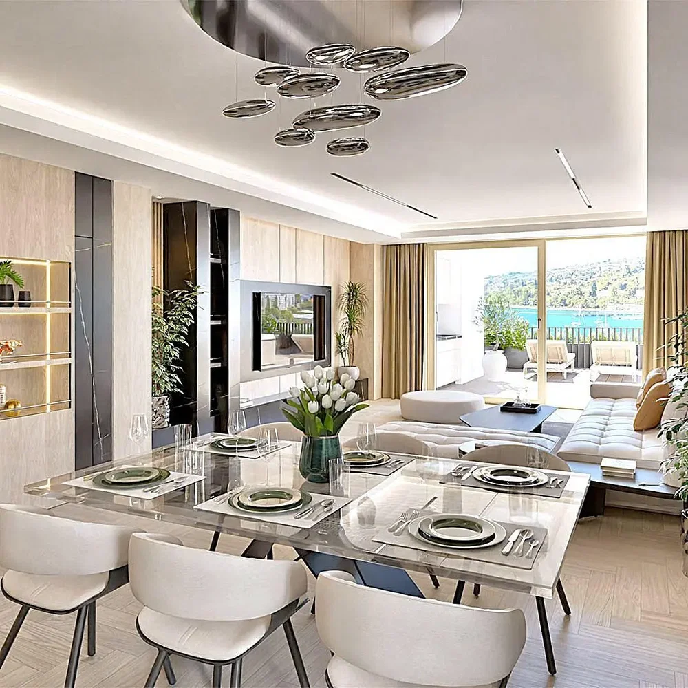 Oturma odası; manzara, modern stil, doğal ışık