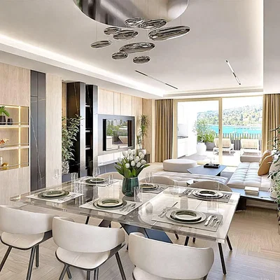 Oturma odası; manzara, modern stil, doğal ışık