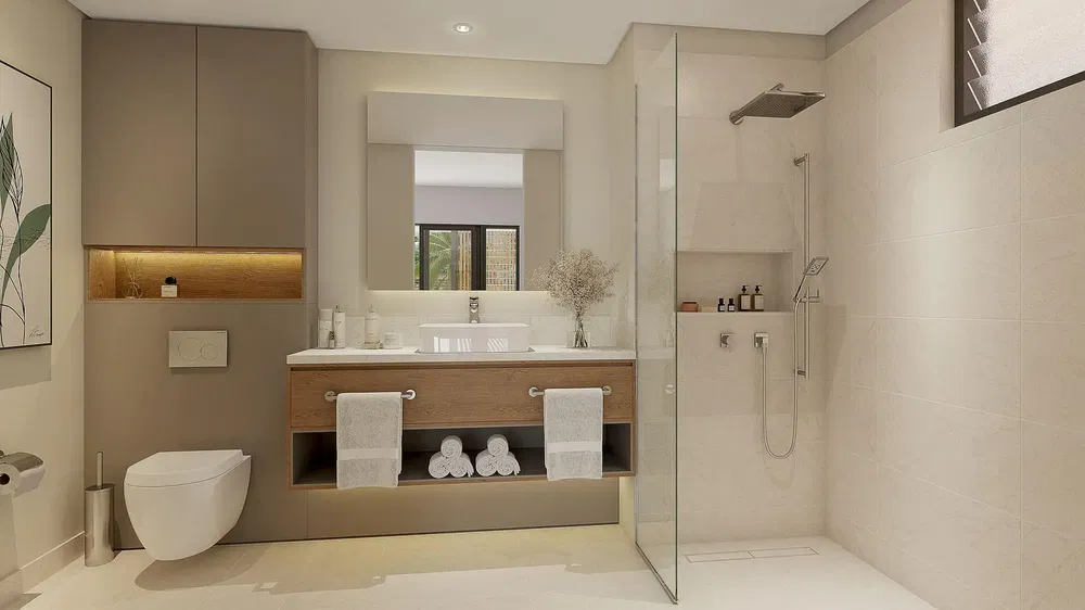 Badezimmer; fliesenboden, tageslicht, renoviert