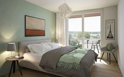 Camera da letto; luce naturale, stile moderno