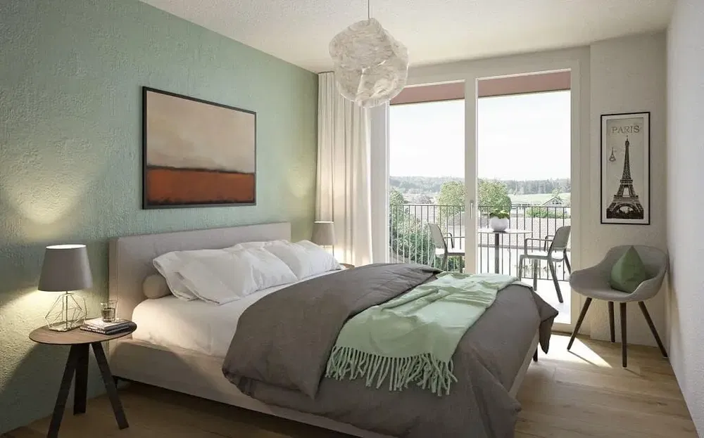 Slaapkamer; natuurlijk licht, moderne stijl