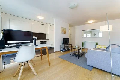 Soggiorno; luce naturale, stile moderno, pavimento in legno