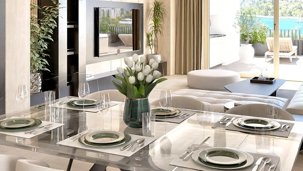 Yemek odası; manzara, doğal ışık, modern stil