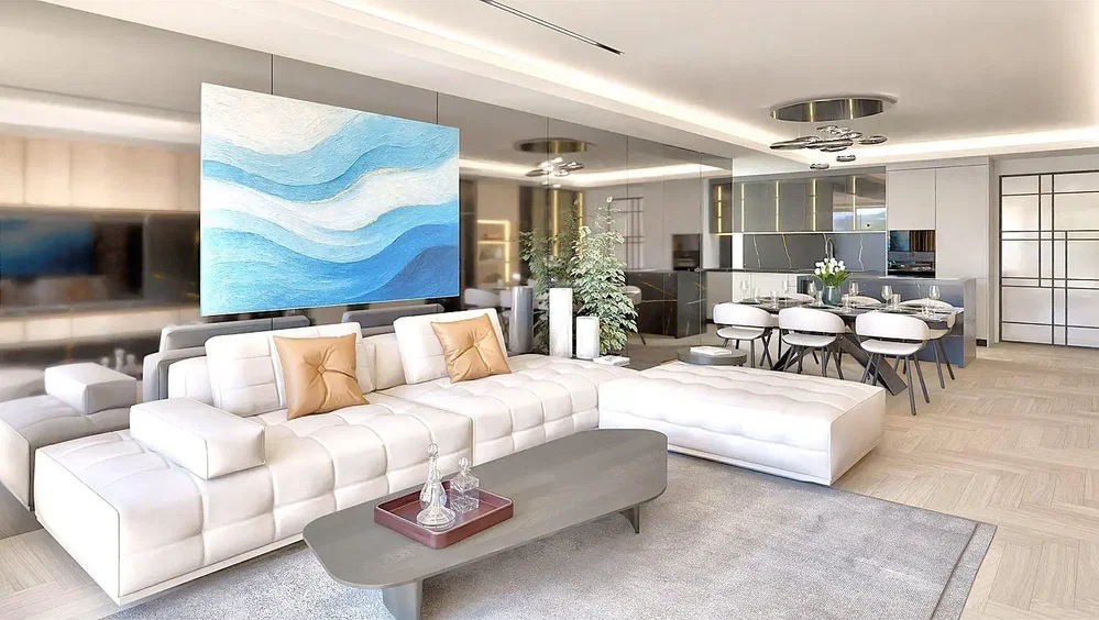 Oturma odası; doğal ışık, modern stil